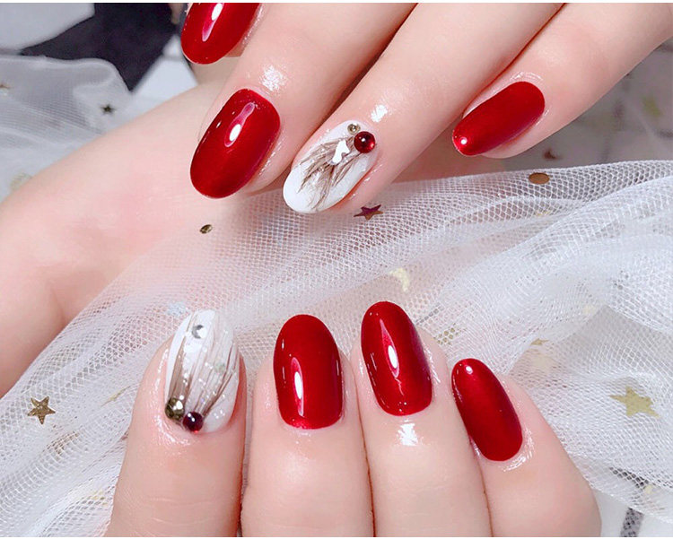 美甲店专用金属镜面红甲油胶钛金红酒红光疗持久正品2018新色15ml