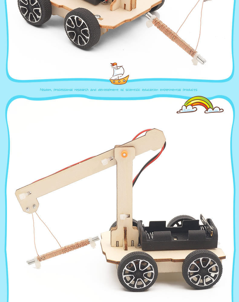 科技小制作diy手摇起重机stem科学实验幼儿园小学手工科教模型