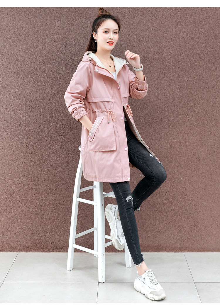春装连帽风衣中长款2020春秋季新款韩版英伦风流行小个子外套女潮