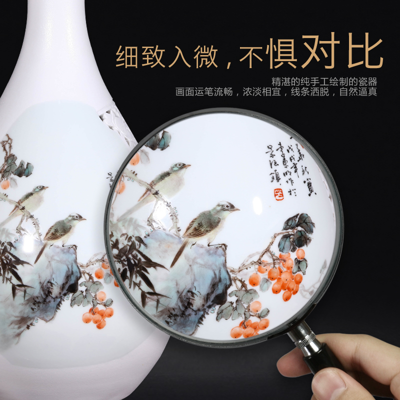 Jingdezhen ceramics dong - Ming li hand - made enamel vase Chinese style living room porch decoration crafts are arranging flowers