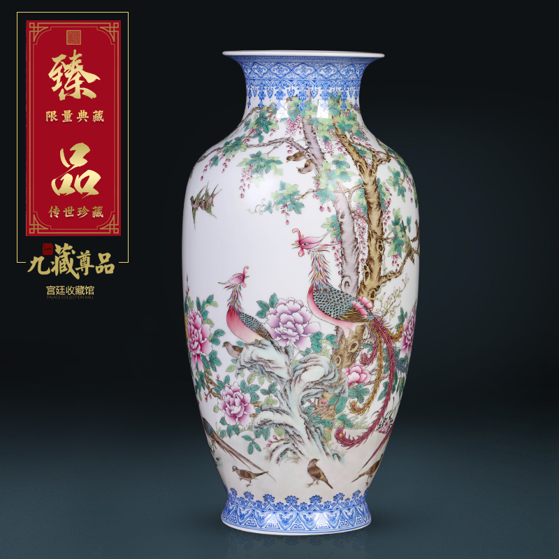 Jingdezhen ceramics hand - made birds pay homage to the king the vase Chinese sitting room porch TV flower arranging decoration as furnishing articles