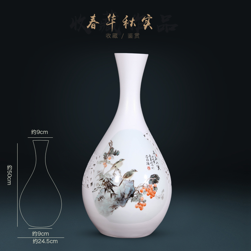 Jingdezhen ceramics dong - Ming li hand - made enamel vase Chinese style living room porch decoration crafts are arranging flowers