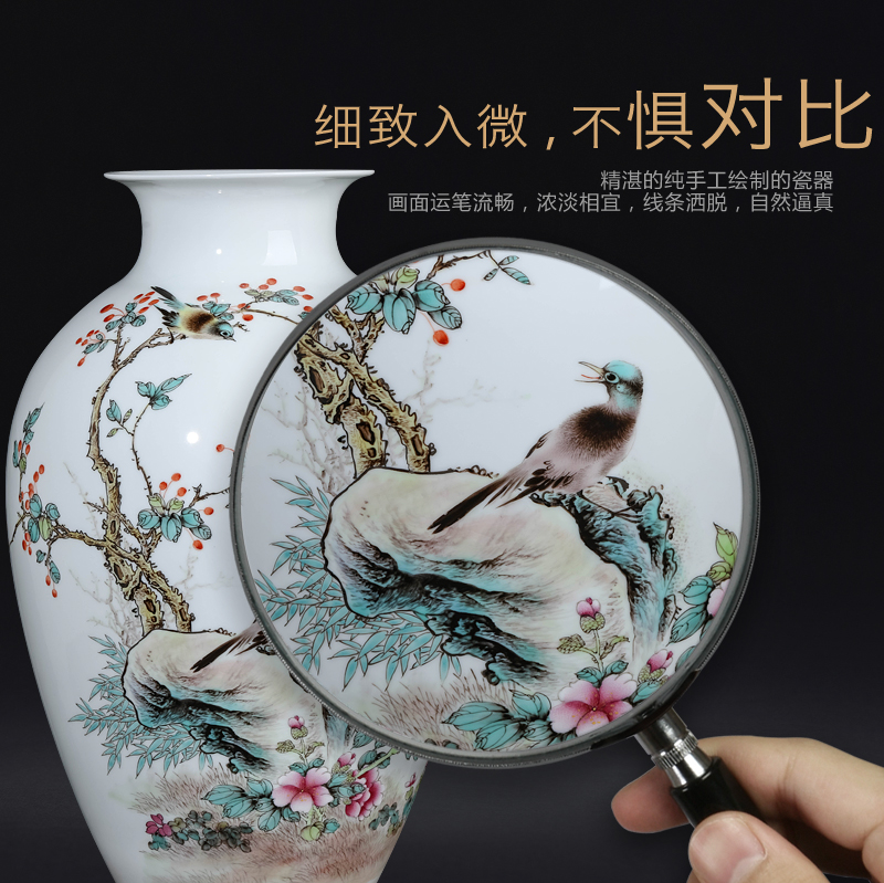 Jingdezhen ceramics famous hand - made enamel vase of new Chinese style living room TV ark, flower arranging porch is decorated furnishing articles