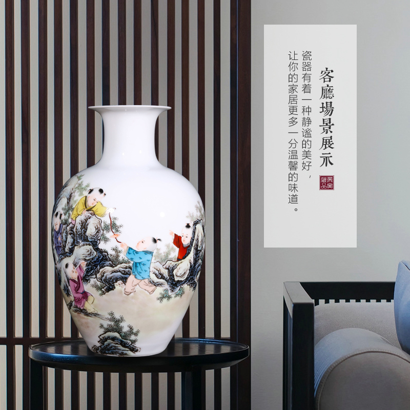 Jingdezhen ceramics dong - Ming li hand - made lad vase Chinese style living room TV ark, flower arranging decoration as furnishing articles