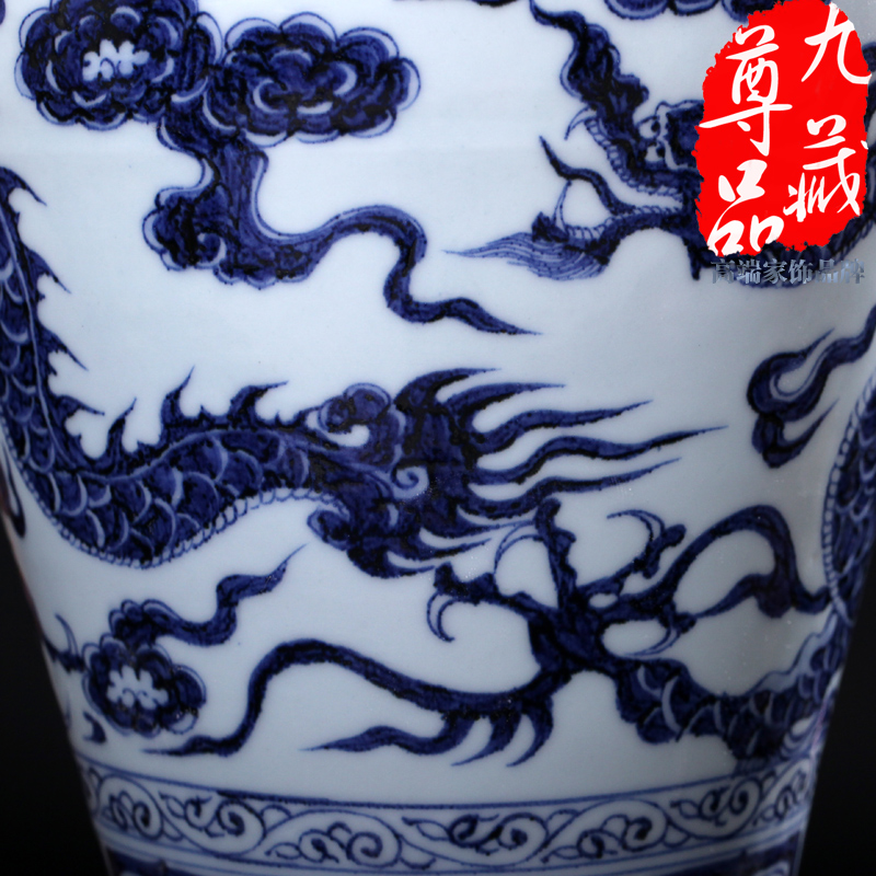 Jingdezhen ceramics imitation of yuan blue and white porcelain dragon name plum bottle vase home sitting room adornment handicraft furnishing articles