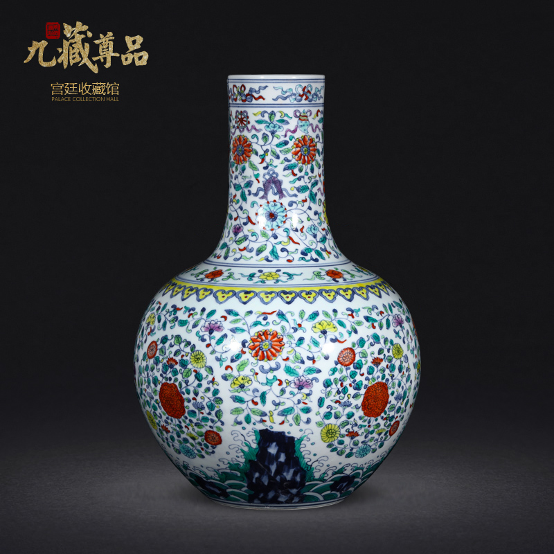 Jingdezhen ceramics antique hand - made color bucket furnishing articles high - end business gifts porcelain vases, Chinese style living room office