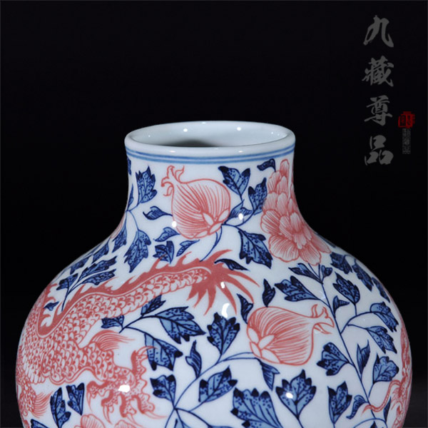 Antique hand - made porcelain of jingdezhen ceramics youligong chicken wear a flower is opening bottle gourd crafts accessories furnishing articles