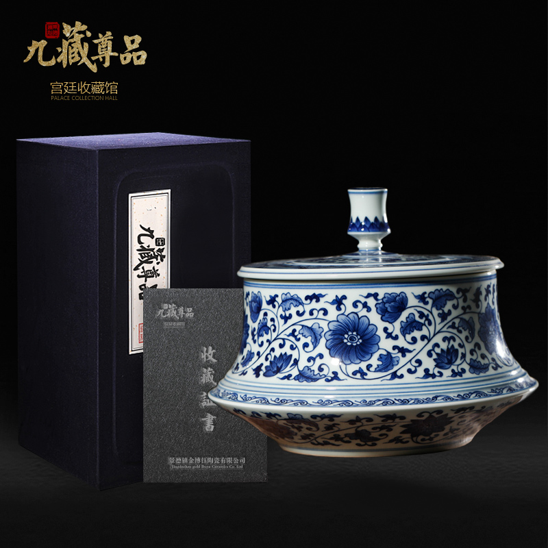 Jingdezhen ceramics imitation the qing kangxi with hand - made porcelain lotus flower tea pot sitting room home decoration furnishing articles