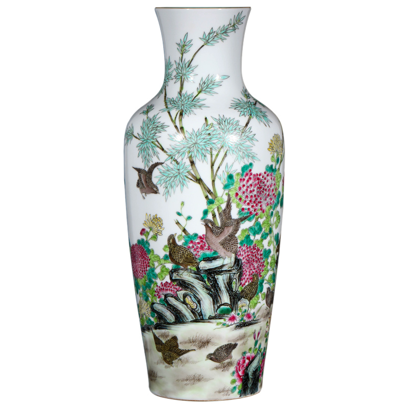 Jingdezhen ceramics antique hand - made famille rose to live and work in peace and contentment goddess of mercy bottle sitting room porch handicraft furnishing articles