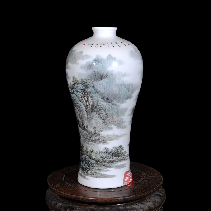 Jingdezhen ceramics dong - Ming li hand - made famille rose porcelain vase huangshan cloud home sitting room handicraft furnishing articles
