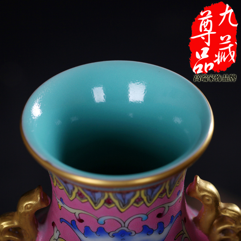 Jingdezhen ceramics imitation the qing qianlong pastel bound branch grain ears gourd vase household handicraft furnishing articles