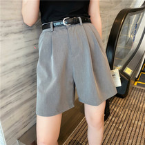 High-waisted shorts summer womens thin loose small man 2021 new casual middle pants straight suit five-point pants