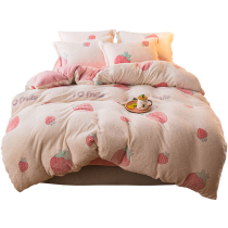 Thickened snowflake velvet four-piece double-sided velvet coral fleece quilt cover winter flannel sheets three-piece bedding