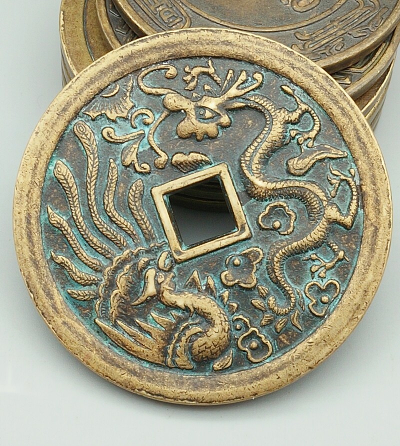 古币收藏仿古钱币纯铜风水铜钱花钱周元通宝龙凤做工好包浆老道