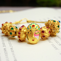 Bear home India old gold 18K Nepal pure handmade old beeswax with beads DIY bracelet turquoise transfer beads