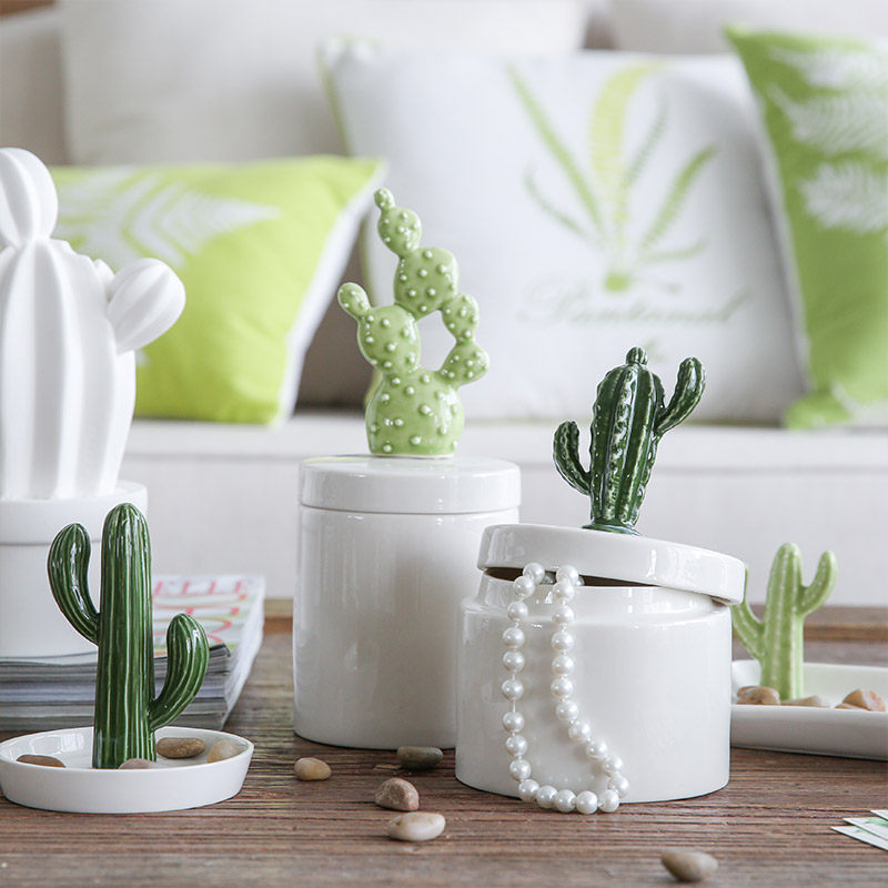 米子家居 ins风网红北欧仙人掌首饰盘盒储物罐卧室客厅收纳摆件_7折
