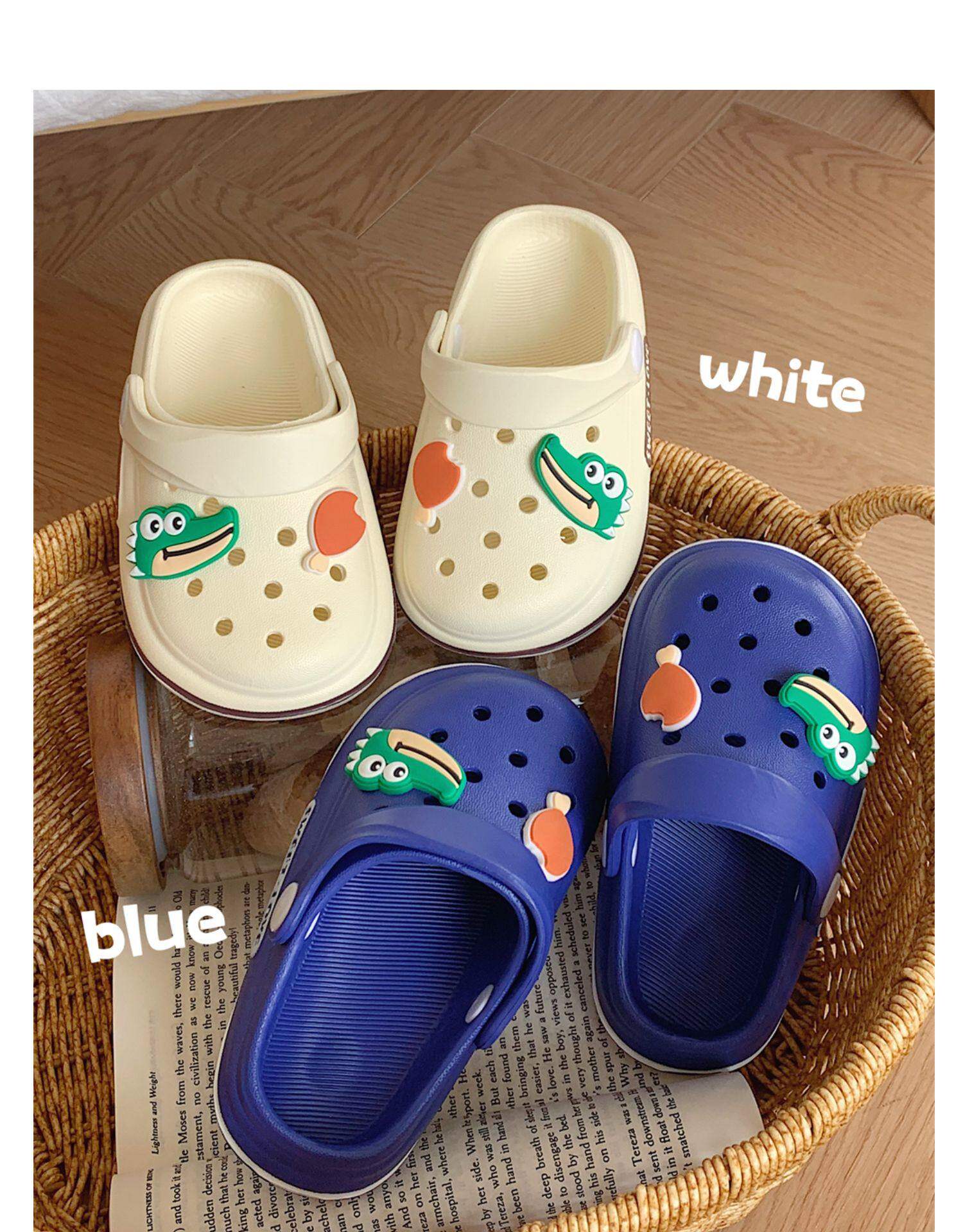 新款可爱网红鳄鱼中小童外穿包头洞洞鞋男女童防滑休闲儿童拖鞋夏