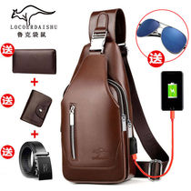 2022 new fashion brand charging mens bag kangaroo chest bag outdoor sports single shoulder leather bag cross-body bag waterproof belt bag