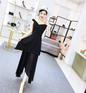 Summer fashion show thin temperament shoulder-open long dress 