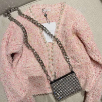 Net red pink pearl small fragrance coat womens 2021 spring and autumn new Korean temperament fashion tweed top tide