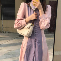 2021 New spring closets slim over knee long nepotism Bubbly Sleeves 100 hitch a little subtemperament Even dress Early spring