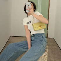 Small fragrant wind short sleeves Knitted Sweatshirt Woman Summer 2022 New body Slim Round Collar 100 Lapped Sweetness Blouse Foreign Air