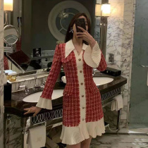 2022 Spring loaded with new version of the year Red plaid dress Dress Woman Tide Fashion Foreign Air Style Annual Meeting Small Gown