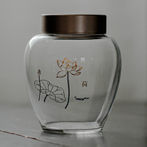 Porcelain brand tea glass tea cans Sealed cans Alloy double cover self-priming screw cover Household flower tea storage tea cans moisture-proof