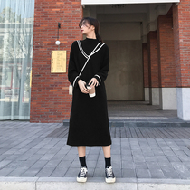 Love Rosaceae Womens Long Fur Coat Dress Autumn Winter Big Code Fat Mm Womens Dress 2021 New Inner Hitch Bottom Knit Dress