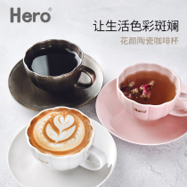 Hero Flower Yan coffee cup Ceramic coffee cup set European simple coffee cup Creative household tea cup Water cup