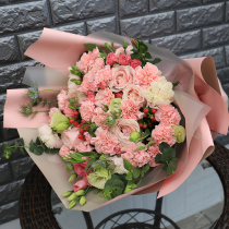 Hangzhou flowers delivery same city Carnation hydrangea bellflower mixed bouquet Birthday florist order flowers