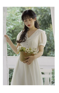 Ukiyo Bundle Tu Yu Summer Dress Retro National Style Cô gái Trắng Cải tiến Sườn xám Ren Trumpet Váy trên đầu gối - Sản phẩm HOT