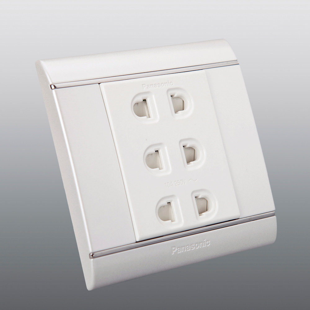 松下开关插座/松下佳典饰珍珠白六孔插座wme116mwz