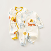 Baby boys newborn baby conjoined clothes spring autumn full cotton newborn baby clothes pure cotton khaclothes climbing clothes monk clothing