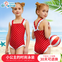 Girls baby toddler children swimsuit One-piece Polka dot leisure vacation beach swimsuit Spa student