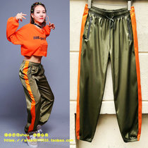 New reflective hip-hop loose casual street dance overalls Womens Jazz dance bunches foot practice team performance