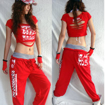 jazz dance clothes Womens jazz womens dance tops sexy navel short-sleeved Trampoline Womens hip-hop hip-hop street dance practice clothes