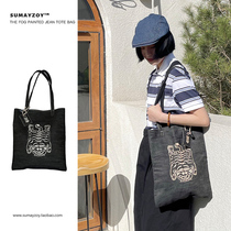 Not enough store SUMAYZOY original tiger printed single shoulder bag Cowboy shopping bag Hand single shoulder large bag