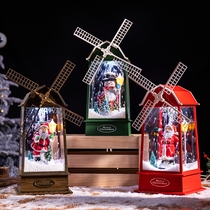 Christmas decoration music snow glow Holland windmill red house wood creative holiday gift romantic European ornaments