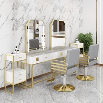 Net red barber shop mirror gallery dedicated with LED lamp hair cabinet in one marble cutting mirror