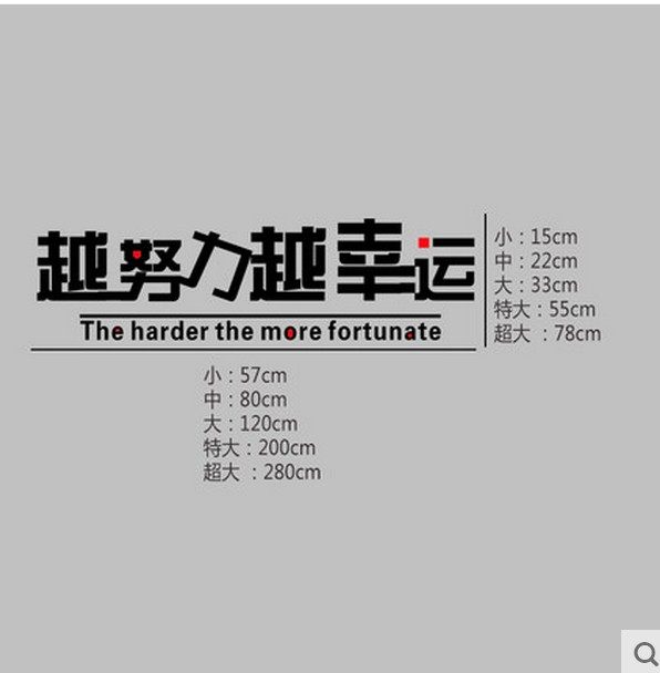越努力越幸运 企业学校公司青春励志团队精神背景墙玻璃墙贴纸