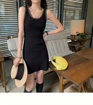 Harnesses long skirts spring small subtaller bottom hem bottom hem with open fork and dress without sleeveless knit harness vest female inner hitch