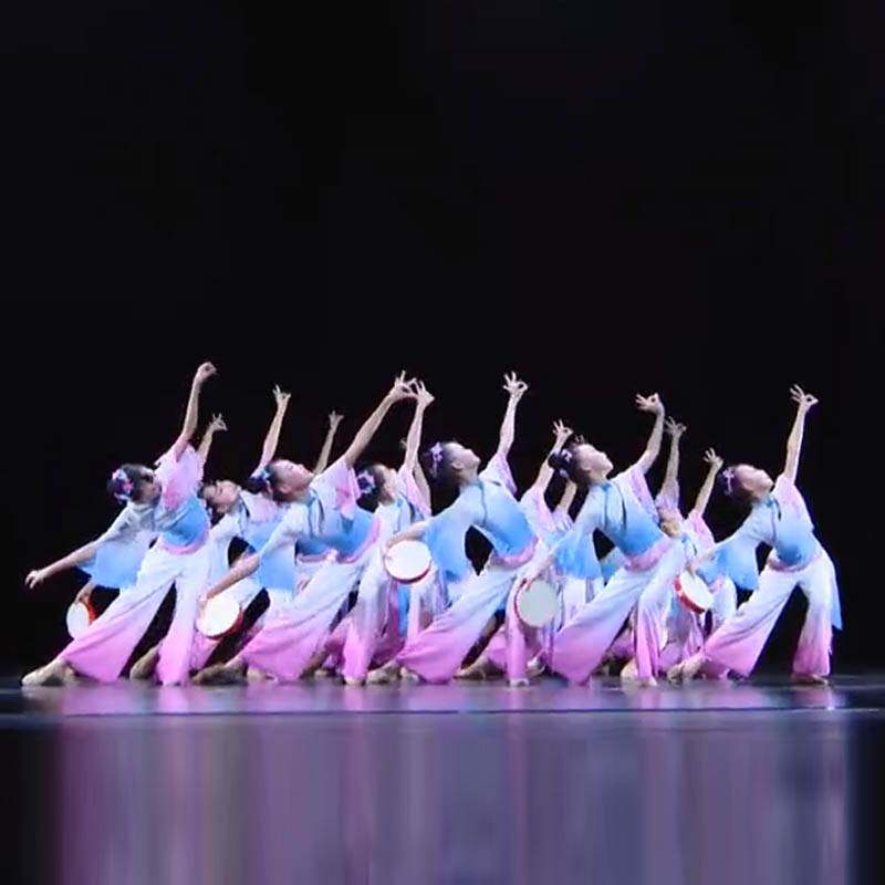 小荷风采月愿儿童演出服幼儿古典舞蹈服女童秧歌表演服装手鼓道具