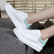 2021 Spring Korean version of thick-soled muffin lace white shoes academic style leather casual size 4041-43 size womens shoes