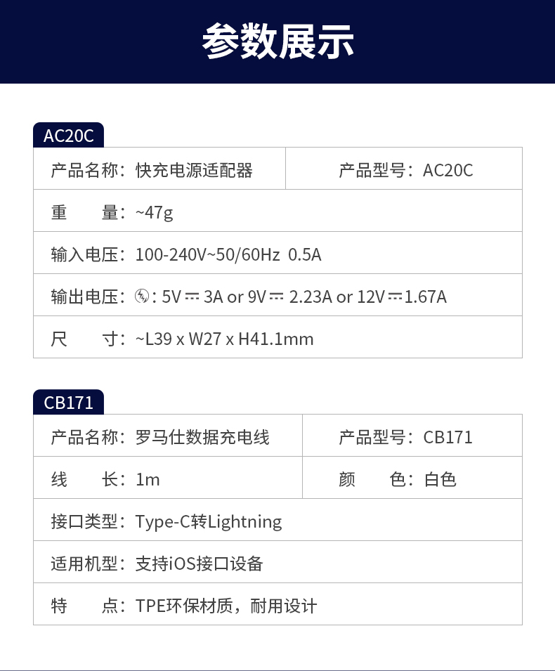 【罗马仕旗舰店】苹果通用充电器头