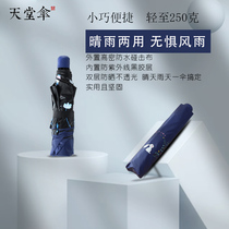 Paradise Umbrella Black Umbrella Women Sunscreen parasol Small and Convenient Pencil Umbrella Mini Three Folding Umbrella