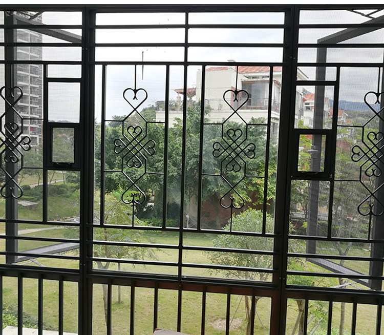 阳台窗户铝合金窗花防盗窗焊接窗花防护栏铝窗花高层儿童防护窗