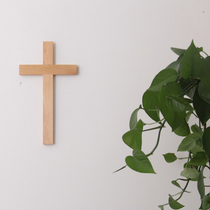 Home Bedroom Living Room Living Room 27cm Solid Wood Cross Wall Hanging with invisible nail handicraft