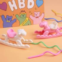 ins toy rocking horse birthday cake three-dimensional swing horse party decoration dessert table plug-in