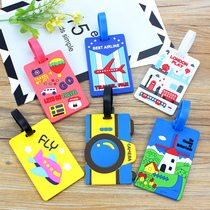 Travel Line Stocked Cartoon Creative Silicone Waterproof Card Boarding board Luggage Checked for hanging tag Travel Supplies